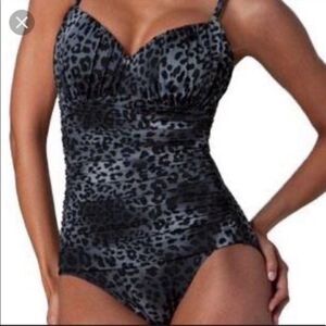 Miraclesuit Kitty Galore Rialto Slate One Piece Swimsuit Plus Size 16 NEW